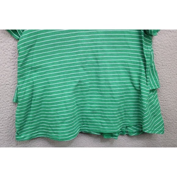 Anthropologie Green Striped Top-Ruffle Back-Size Medium - Picture 4 of 10